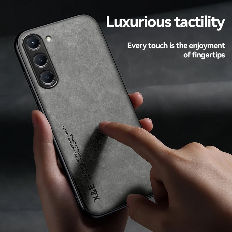 Magnetic Sheepskin Leather Case For Samsung