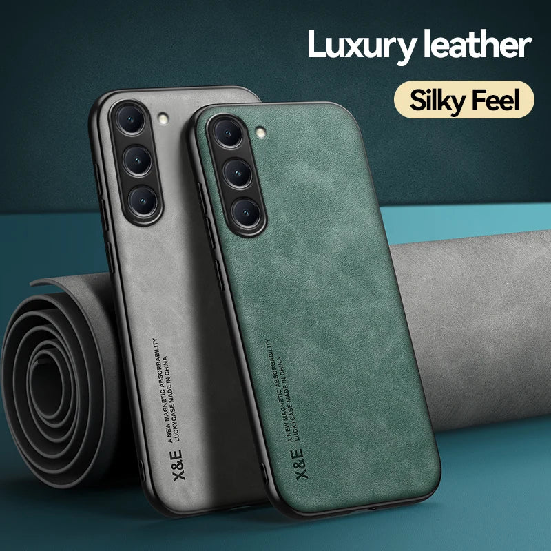 Magnetic Sheepskin Leather Case For Samsung