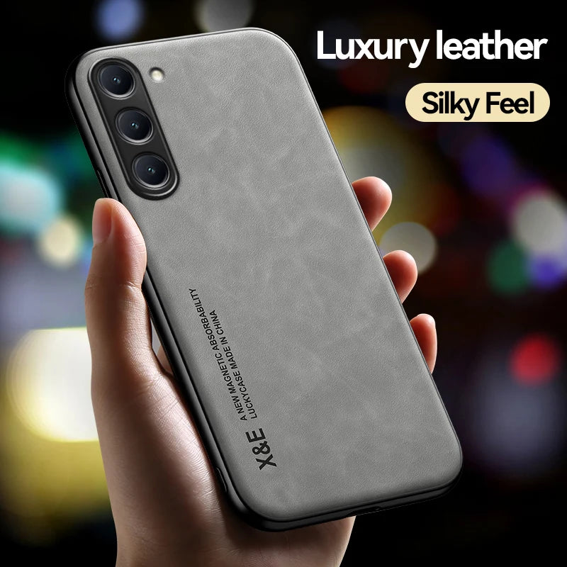 Magnetic Sheepskin Leather Case For Samsung