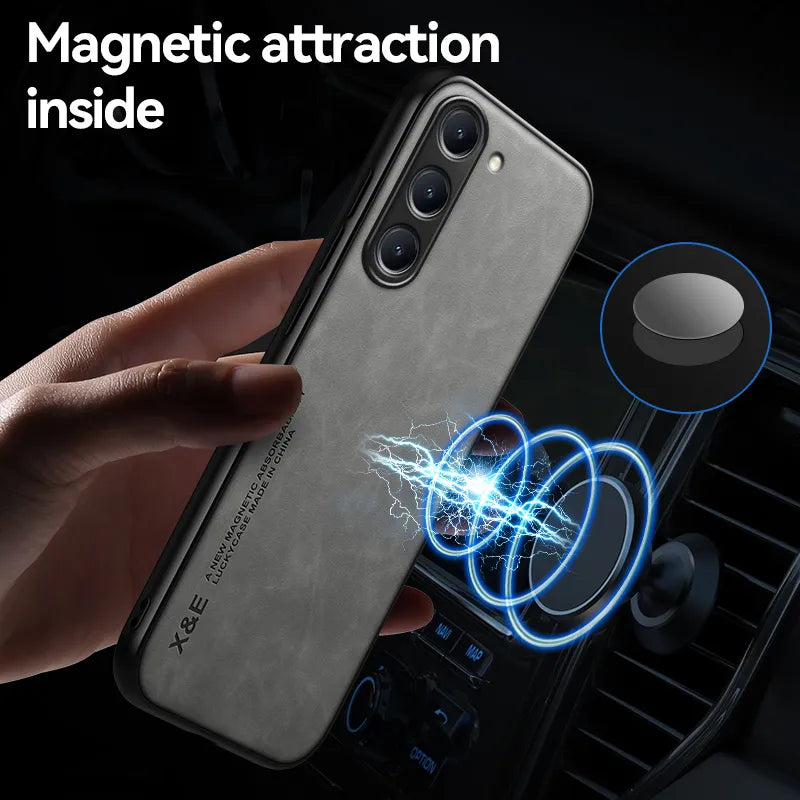 Magnetic Sheepskin Leather Case For Samsung