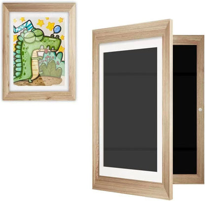 2023 Cross-border New Hot Wooden Oil Painting Storage Box Children Flip Photo Frame Kids Art Frames