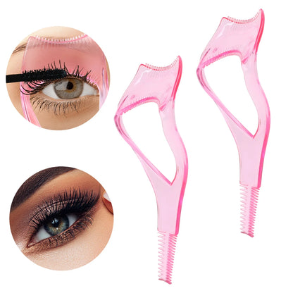 Portable 3 In 1 Eyelash Makeup Tool Mascara Stencils Shield Guard Curler Practical Beauty Lash Curling Comb Eye Makeup Aid Tool